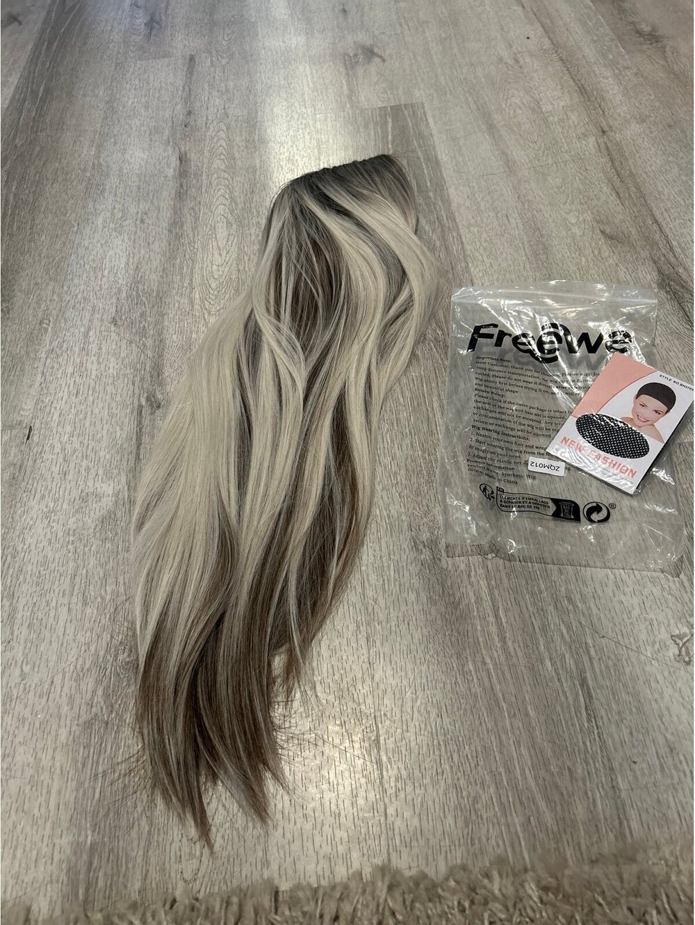 New Long Ombre Platnium Blone and Brown Wig